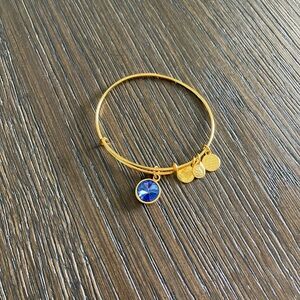 Alex and Ani Gold and Blue Charm Bracelet